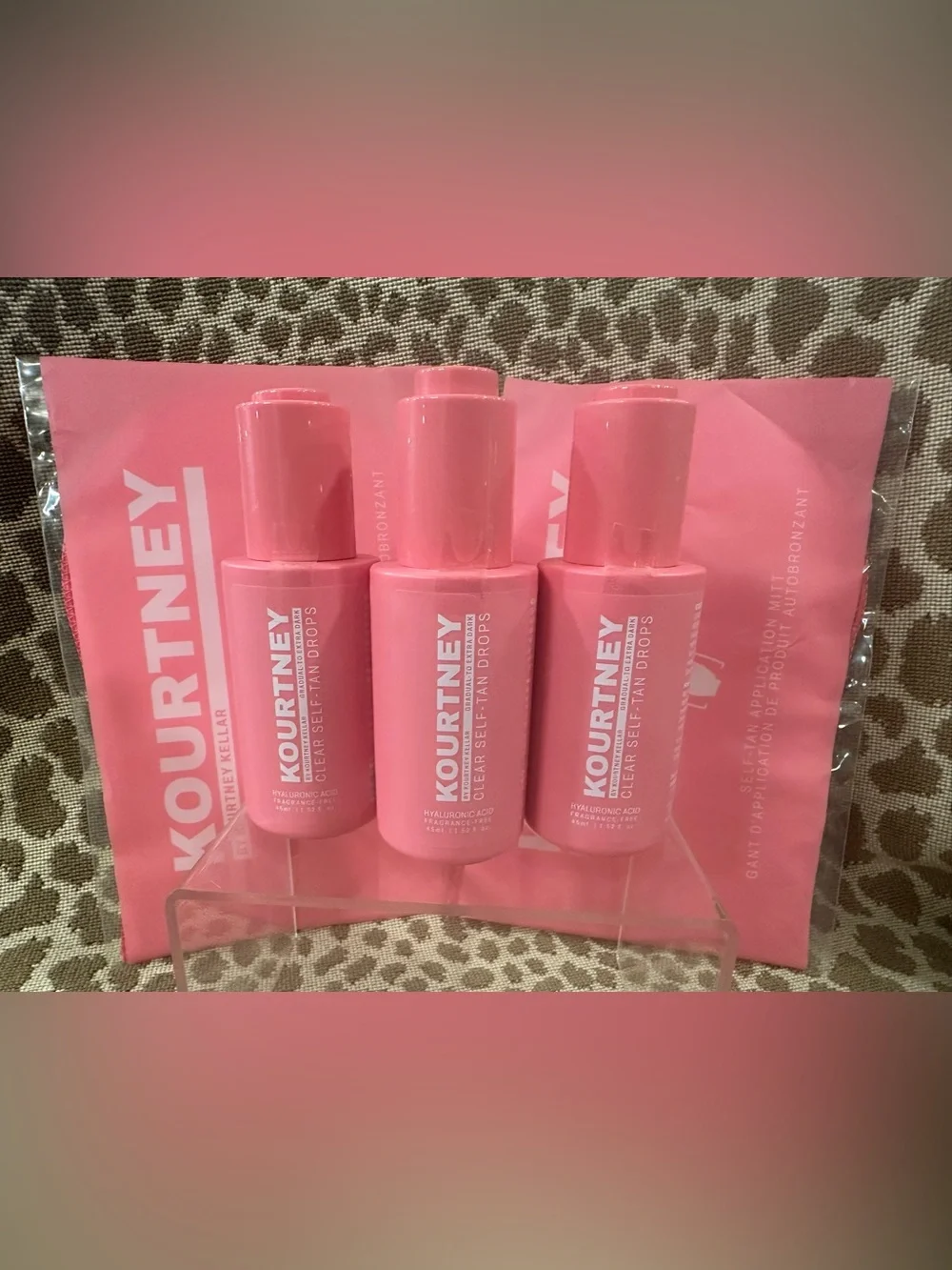 Lot of 5 Kourtney Kellar Tan~3 Clear Self-Tan Drops(1.52oz Ea) +2 Self Tan Mitts